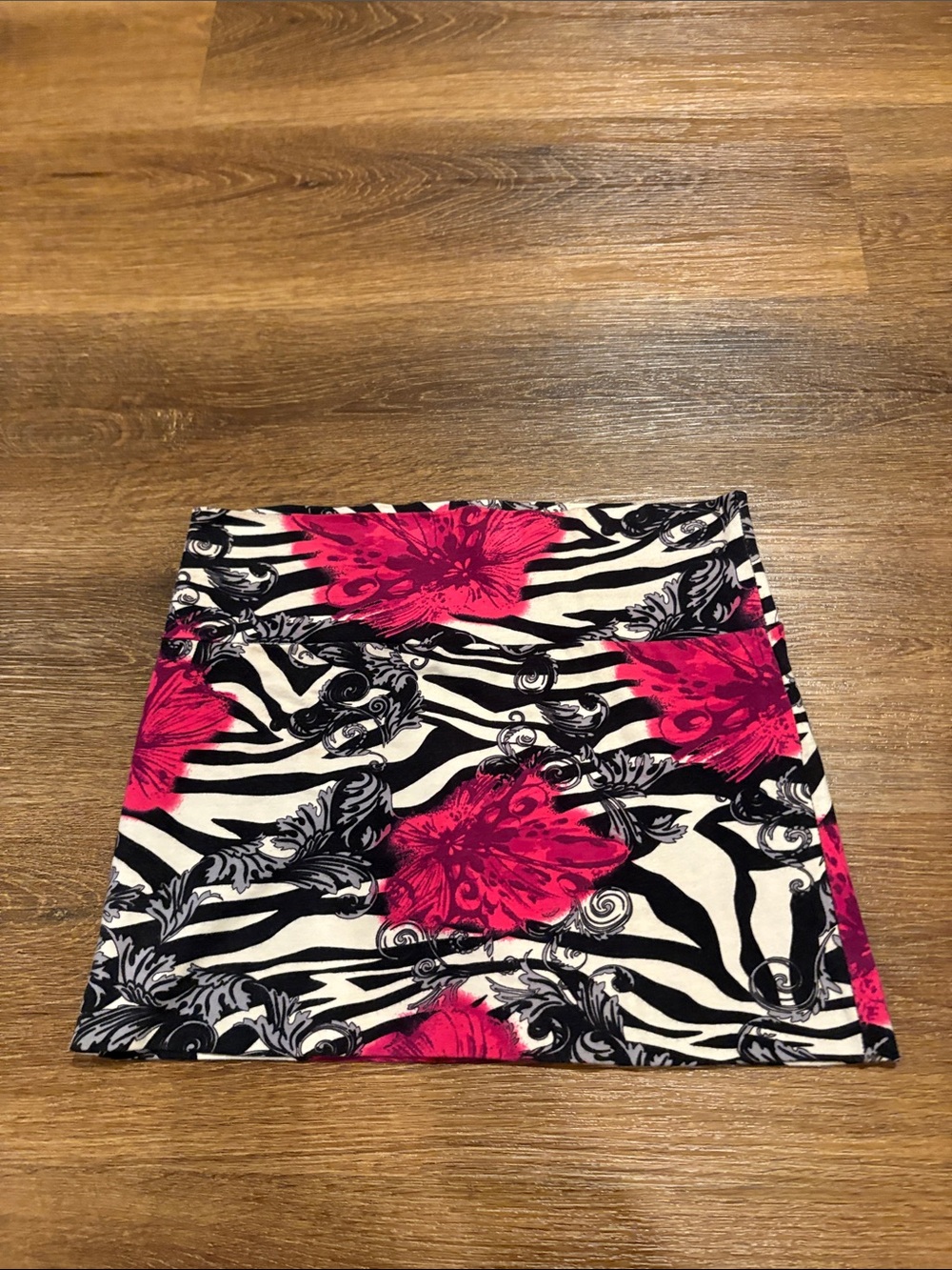 Pink Floral Zebra-Print Mini Skirt — Womens